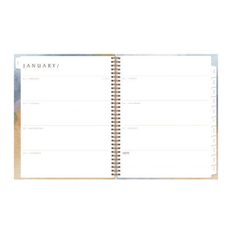 One Tree Planted Andrea Weekly/monthly Planner, Abstract Artwork, 11" X 8.5", Blue/sand/green Cover, 12-month (jan-dec): 2025