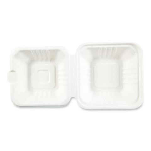 Bagasse Pfas-free Food Containers, 1-compartment, 6 X 6 X 3.19, White, Bamboo/sugarcane, 500/carton