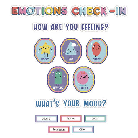 Curriculum Bulletin Board Sets, We Stick Together Emotions Check-in, 46 Pieces