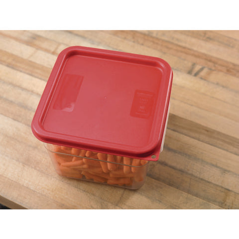 Squares Food Storage Container Lid, 9 X 9 X 0.63, Red, Plastic