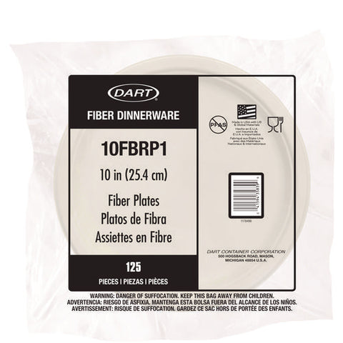 Compostable Fiber Dinnerware, Proplanet Seal, Plate, 10.2" Dia, Natural, 500/carton