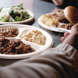 Compostable Fiber Dinnerware, Proplanet Seal, 3-compartment Plate, 10.2" Dia, Natural, 500/carton