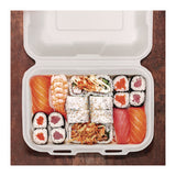 Compostable Fiber Hinged Containers, Proplanet Seal, 6.34 X 9.06 X 1.97, Ivory, Molded Fiber, 200/carton
