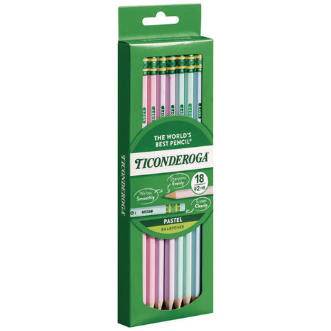 Pre-sharpened Pencil, 2.2 Mm, Hb (#2), Black Lead, Pastel Assorted Barrel, 18/pack