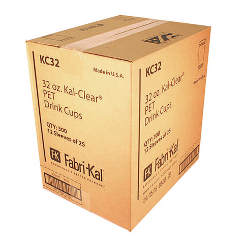 Kal-clear Pet Cold Drink Cups, 32 Oz, Plastic, Clear, 25/sleeve, 12 Sleeves/carton