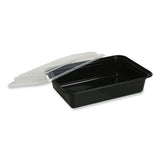 Food Container With Lid, 24 Oz, 7.48 X 5.03 X 2.48, Black/clear, Plastic, 150/carton