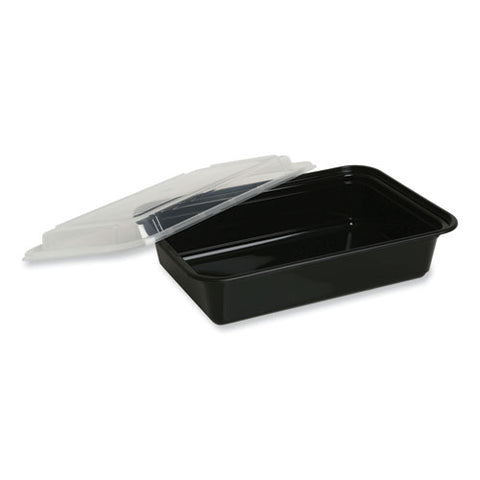 Food Container With Lid, 24 Oz, 7.48 X 5.03 X 2.48, Black/clear, Plastic, 150/carton