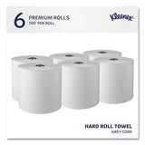 Hard Roll Paper Towels With Premium Absorbency Pockets With Colored Core, Gray Core, 1-ply, 7.5" X 700 Ft, White, 6 Rolls/ct