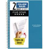Wirebound Notebook, 2-subject, Medium/college Rule, Randomly Assorted Cover Color, (80) 9.6 X 6 Sheets
