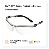 Bx Molded-in Diopter Safety Glasses, +2.5 Diopter Strength, Black/silver Plastic Frame, Clear Polycarbonate Lens