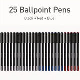 Pentonic Fine Point Ballpoint Pens, 0.7 Mm, Assorted Ink Colors, Black Barrel, 25/pack