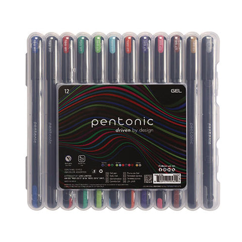 Pentonic Gel Stick Pen Set, (4) 0.6mm Fine Tip, (6) 0.7mm Fine Tip, (2) 1 Mm Medium Tip, Assorted Ink/barrel Colors, 12/pack