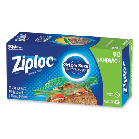 Resealable Sandwich Bags, 1.2 Mil, 6.5" X 5.88", Clear, 90 Bags/box, 12 Boxes/carton