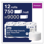 Coreless High Capacity Bath Tissue, 2-ply, White, 750 Sheets/roll, White, 12/carton