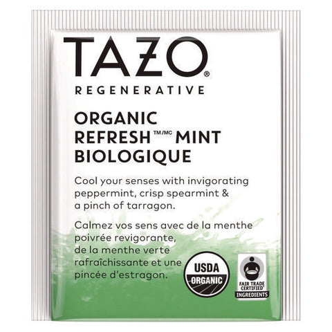 Tea Bags, Organic Refresh Mint, 16/box, 6 Boxes/carton