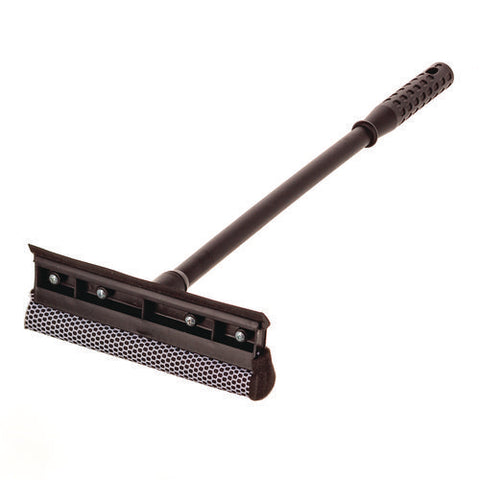 Auto Squeegee, 8" Rubber Blade, 8" Mesh Scrubber, 21" Plastic Handle With Grip, Black