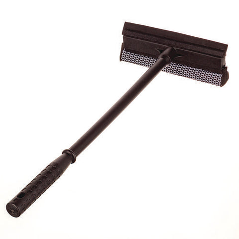 Auto Squeegee, 8" Rubber Blade, 8" Mesh Scrubber, 21" Plastic Handle With Grip, Black