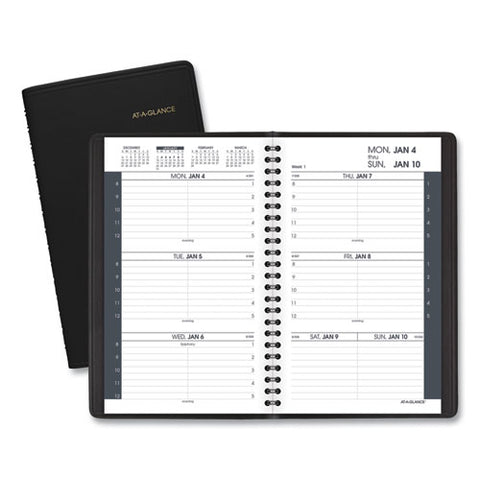 Weekly Appointment Book Ruled For Hourly Appointments, 8.5 X 5.5, Black, 2021