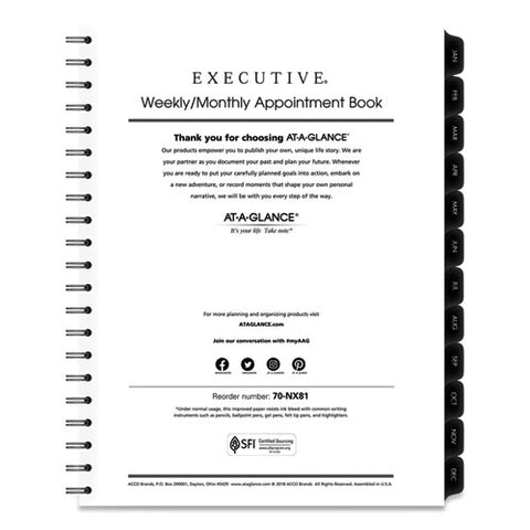 Executive Weekly-monthly Planner Refill, 15-minute, 11 X 8.25, 2022