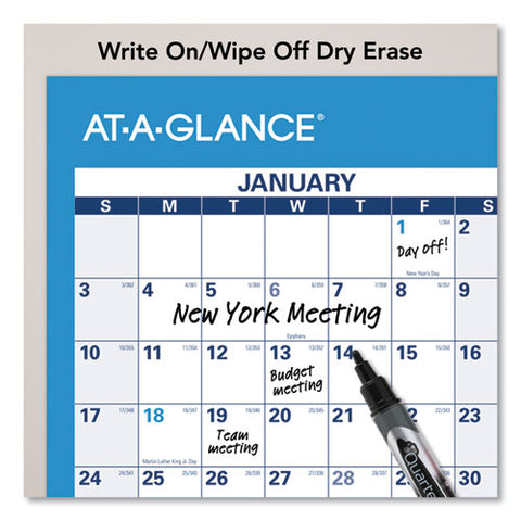 Horizontal Erasable Wall Planner, 36 X 24, Blue-white, 2021