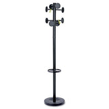 Stan3 Steel Coat Rack, Stand Alone Rack, Eight Knobs, 15w X 15d X 69.3h, Black