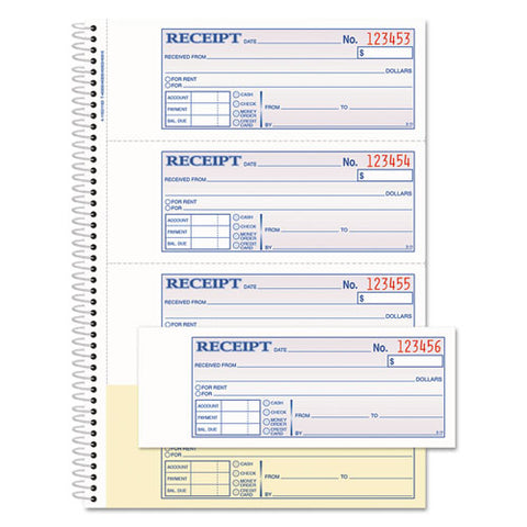 Tops Money-rent Receipt Book, 7 1-8 X 2 3-4, 2-part Carbonless, 200 Sets-book