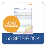 Carbonless Sales Order Book, Three-part Carbonless, 4-3-16 X 7 3-16, 50 Sheets
