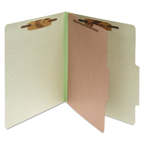 Pressboard Classification Folders, 1 Divider, Letter Size, Leaf Green, 10-box