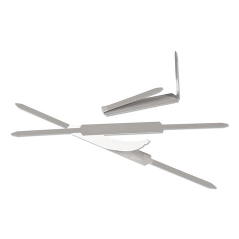 Self-adhesive Paper Fasteners, 1" Capacity, 2.75" Center To Center, Silver, 100-box