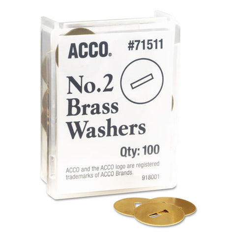 Washers For Two-prong Fasteners, #2, 1.25" Diameter, Brass, 100-box