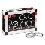 Metal Book Rings, 3-4" Diameter, 100 Rings-box