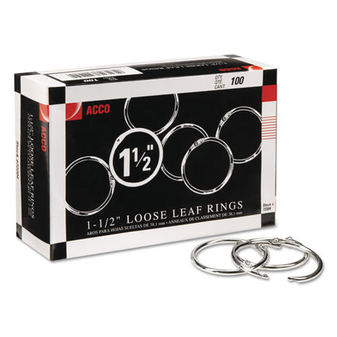 Metal Book Rings, 1 1-2" Diameter, 100 Rings-box