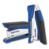 Inpower Spring-powered Premium Desktop Stapler, 28-sheet Capacity, Blue-silver