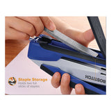Inpower Spring-powered Premium Desktop Stapler, 28-sheet Capacity, Blue-silver