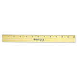 Flat Wood Ruler W-two Double Brass Edges, 12", Clear Lacquer Finish