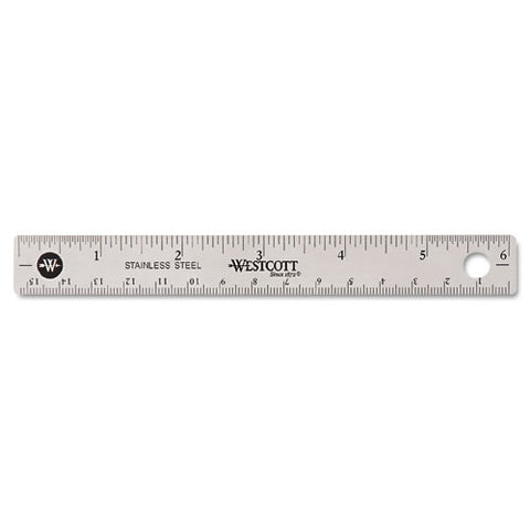 Stainless Steel Office Ruler With Non Slip Cork Base, 6"