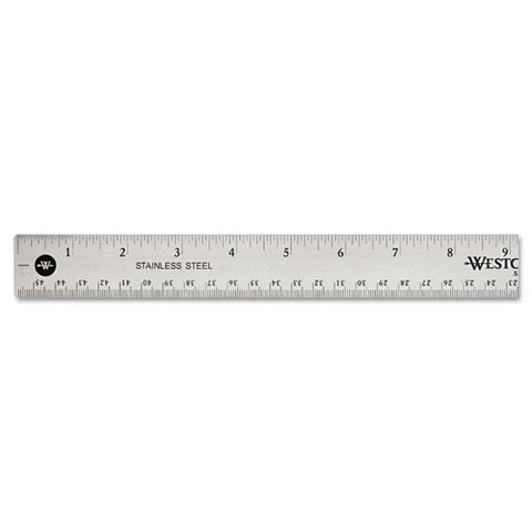 Stainless Steel Office Ruler With Non Slip Cork Base, 18"