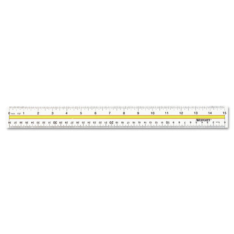 Acrylic Data Highlight Reading Ruler With Tinted Guide, 15" Clear