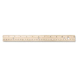 Hole Punched Wood Ruler English And Metric With Metal Edge, 12"