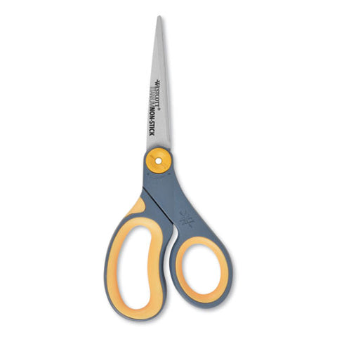 Non-stick Titanium Bonded Scissors, 8" Long, 3.25" Cut Length, Gray-yellow Straight Handle