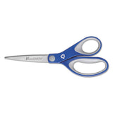 Kleenearth Soft Handle Scissors, 8" Long, 3.25" Cut Length, Blue-gray Straight Handle