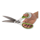 Carbotitanium Bonded Scissors, 9" Long, 4.5" Cut Length, White-green Bent Handle