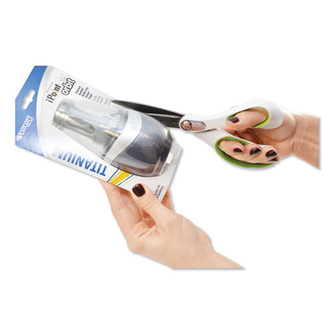 Carbotitanium Bonded Scissors, 8" Long, 3.25" Cut Length, White-green Straight Handle