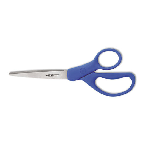 Preferred Line Stainless Steel Scissors, 8" Long, 3.5" Cut Length, Blue Straight Handle