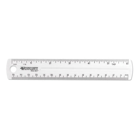 Transparent Shatter-resistant Plastic Ruler, Clear, 6"