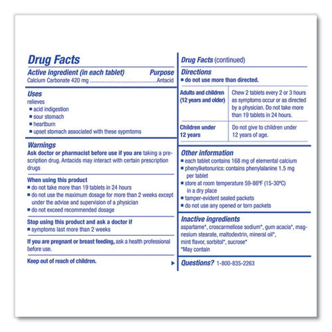 Antacid Calcium Carbonate Medication, Two-pack, 50 Packs-box