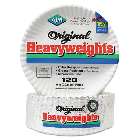 Gold Label Coated Paper Plates, 9" Dia, White, 120-pk, 8 Pk-ct