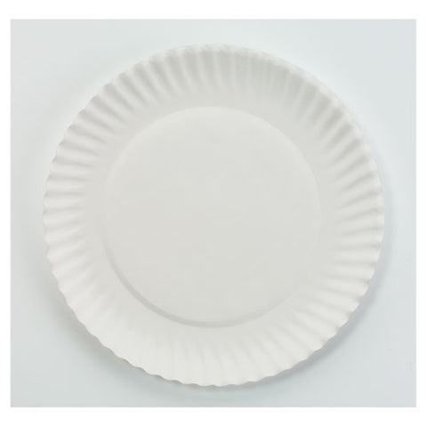White Paper Plates, 6" Dia, 100-pack, 10 Packs-carton
