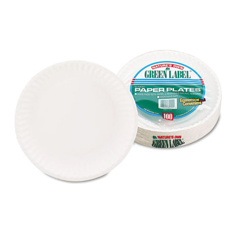 White Paper Plates, 9" Diameter, 100-bag