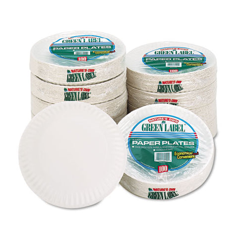 White Paper Plates, 9" Diameter, 100-pack, 10 Packs-carton
